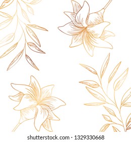 pattern flowers and leafs isolated icon