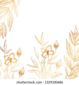 pattern flowers and leafs isolated icon