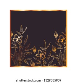 pattern flowers and leafs isolated icon