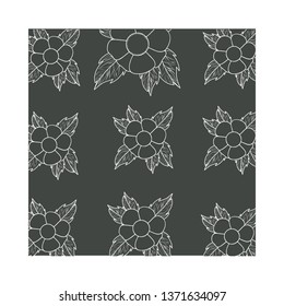 pattern flowers with leafs isolated icon
