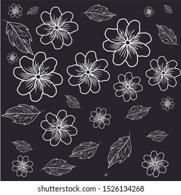 pattern flowers with leafs isolated icon vector illustration design