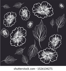 pattern flowers with leafs isolated icon vector illustration design