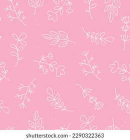 The pattern of flowers and leaves, caraculas. Set of simple drawings of plants. Collection , Abstract flower, branch, grass.  Floral branch and minimalistic leaves for wallpaper, textiles, packaging .