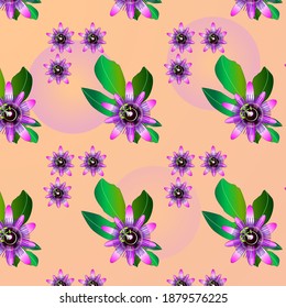 pattern of flowers and leaves of passion fruit