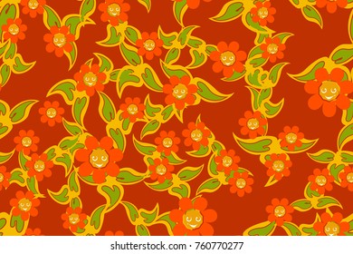 Pattern of flowers of leaves. Seamless texture.