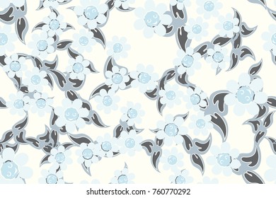 Pattern of flowers of leaves. Seamless texture.