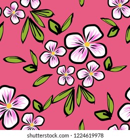 Pattern of flowers and leaves stylized