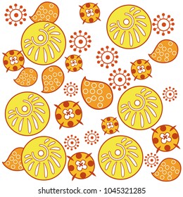 Pattern with flowers and leaves. Vector illustration in decorative style for print, textile, paper