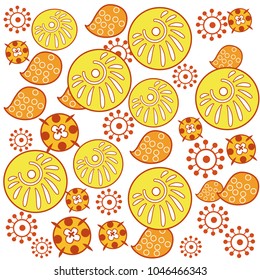 Pattern with flowers and leaves. Vector illustration in decorative style for print, textile, paper