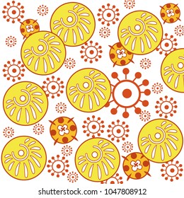 Pattern with flowers and leaves. Vector illustration in decorative style for print, textile, paper