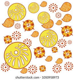 Pattern with flowers and leaves. Vector illustration in decorative style for print, textile, paper