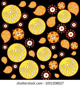 Pattern with flowers and leaves. Vector illustration in decorative style for print, textile, paper