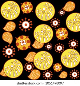 Pattern with flowers and leaves. Vector illustration in decorative style for print, textile, paper