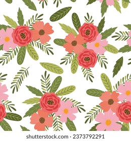 a pattern of flowers and leaves is a vibrant design asset that showcases a detailed arrangement of floral elements. Perfect for use in textile prints, wallpaper designs, or decorative artwork.