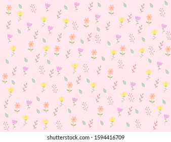 pattern with flowers and leaves.Flora pattern for decorating, card making or gift wrapping. Flower pattern card for wedding or Valentine's day.