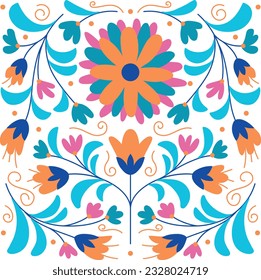 Muster mit Blumen mexikanisches Otomi Textile Muster