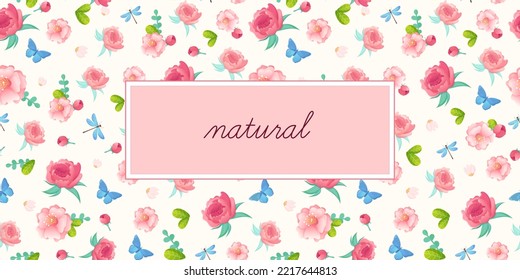 Blumenmuster und natürliche Schriften