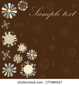 The pattern of flowers on a background of color chocolate.
