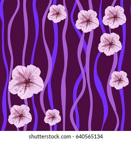 The pattern of flowers on a claret background with vertical wavy stripes hijab for shawl, hijab, scarf, textile design