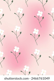 A pattern of flowers on a pink background.