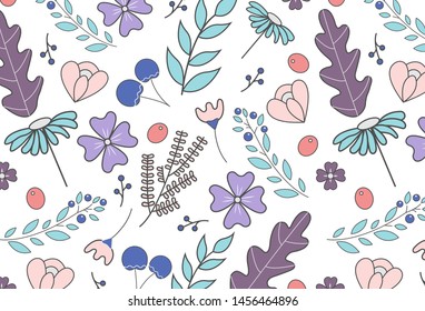 Pattern with flowers on a white background