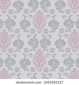 Pattern with flowers and ornament.Vector seamless pattern with abstract ornament and flowers on a colored background.