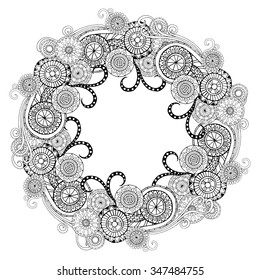 Pattern with flowers. Ornate zentangle texture with abstract flowers. Pattern can be used for wallpaper, pattern fills, web page background, surface textures.