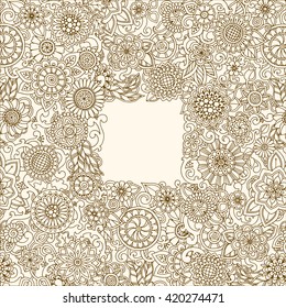 Pattern with flowers. Ornate zentangle texture, pattern with abstract flowers. Pattern can be used for wallpaper, pattern fills, web page background, surface textures.