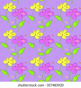 The pattern of flowers painted in the style of a children