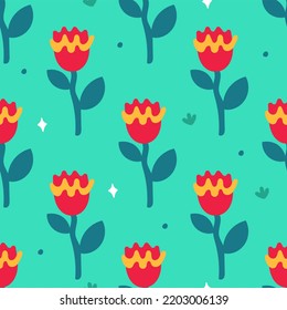 Un patrón de flores de estilo retro de los años 70. Buena imagen multicolor. Vector 