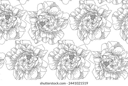 Pattern of flowers and rose in vintage style on a transparent background