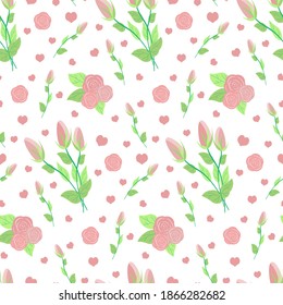 Patrón con flores. Ríos de rosas. Ilustración vectorial. Para la reserva de recortes y decoración, tela y embalaje.