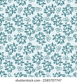 Pattern with flowers. Seamless pattern with cute white flowers on a blue background. Can be used for textiles, wrapping beads, clothing, wallpaper, as an element of decor.