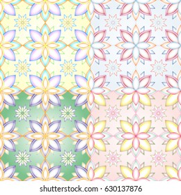 Pattern flowers. Seamless pattern forming flowers. 4 variants of colors.