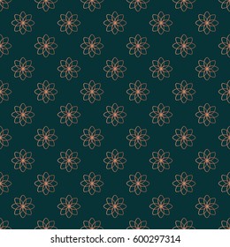 Pattern with flowers. Seamless tiling background. Floral vector icons. Fashion decorative fabric, wrapping paper, banner, print. Flat leaves shape, cute flowers silhouette for girls, womans design