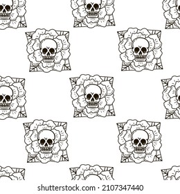 pattern of flowers with skulls.