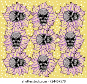 pattern with flowers skulls