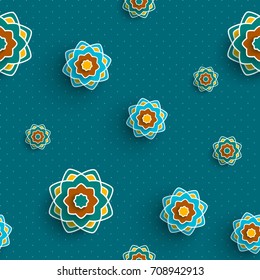 Pattern with flowers and stars. Illustration of the sky