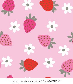 pattern flowers 
strawberry cute texture