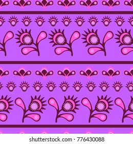 Pattern with flowers and strips in Indian style made in pink tones, textiles,  fabrics, jewelry