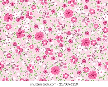 Muster von Blumen und deren Stiele und Blätter mit subtilen Schatten, Vektorgrafik, geeignet für Stoffdruck-Designs.