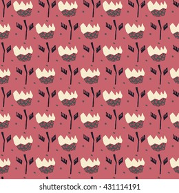 Pattern of flowers tulip and polka dot