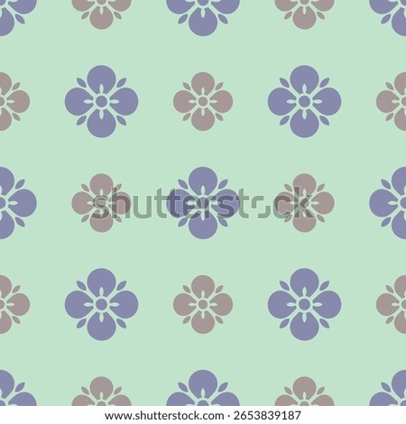 A pattern of flowers in various colors and sizes. The flowers are arranged in a grid-like pattern, with some overlapping and others standing alone. The overall effect is a sense of harmony and balance