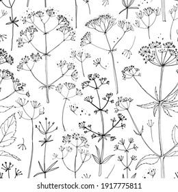 Pattern Flowers Vector Line Drawing Field Stock Vector (Royalty Free ...