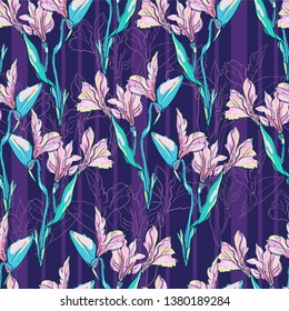 Pattern flowers vector. Seamless background. Fashion textile print design