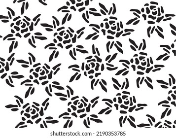 Pattern flowers Vector, Stencil, black and white