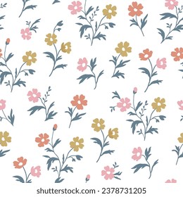 Flores en tonos pastel cálidos. Patrones de colores cálidos en el vector sin inconveniente. El fondo de un jardín floreciente. Impresión con un ramo de flores sobre un fondo claro.