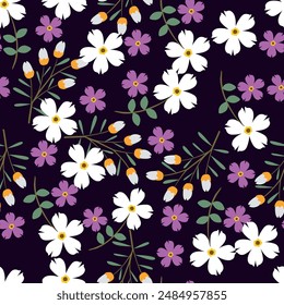 Un patrón de flores en cálidos colores pastel. Estampado floral de verano en estilo boho. Patrones sin costuras de flores de tonos cálidos en Vector. Fondo de un jardín floreciente. Estampado con un Grande ramo de flores.