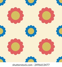 Un patrón de flores con pétalos amarillos y azules