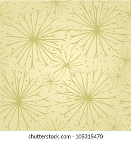 Pattern with fluffs of dandelion on light beige background